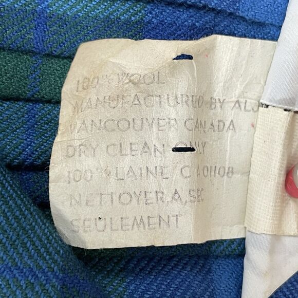 Al Jean Canada Pure Wool Tartan Wrap Kilt Skirt Vintage Size 8 Lite Blue Green - Picture 8 of 16